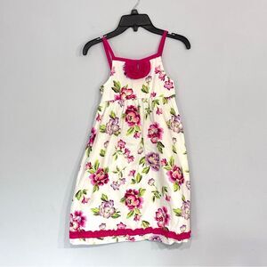 Penelope Mack | Little Girls White Pink Spaghetti Strap Floral Sundress